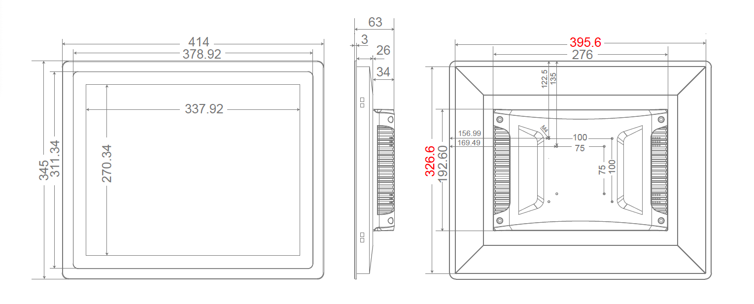 Masse vom Touchscreen